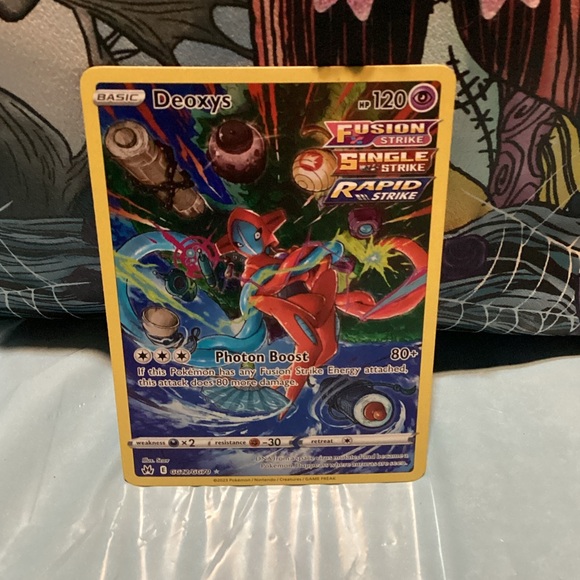Pokemon Other - Pokemon Deoxys Holographic Card - Yellow Border, Red & Blue Artwork